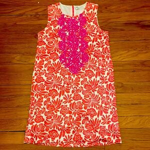 Crewcuts Girls dress size youth 14. Colors pink, purple, and white.